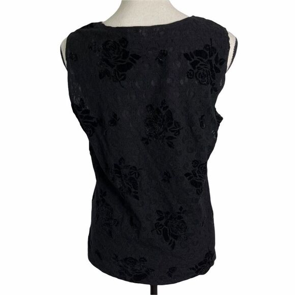 Impressions Black Velvet and Lace Sleeveless Top - Picture 8 of 8